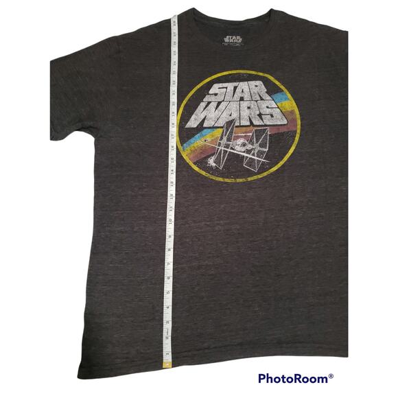 Star Wars Graphic X-Wing & Tie Fighter Gray Short Sleeved Shirt - Size XL - Picture 4 of 5